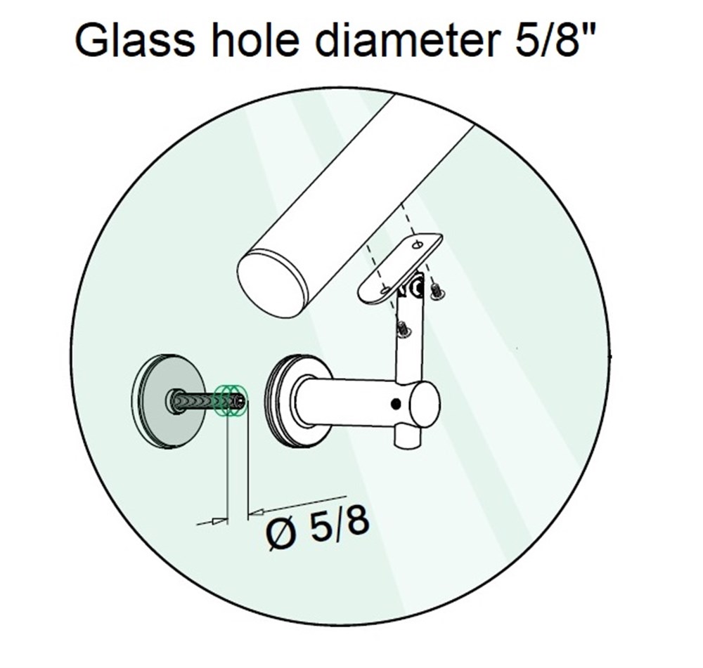 SL0155 - Square Line Adjustable Glass Handrail Bracket Round Mount