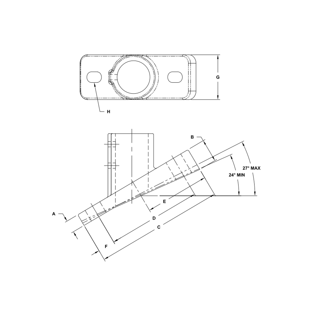 46AF4 - Angle Flange (24-27 deg - 5/8"x1" slots)