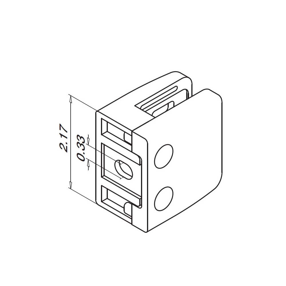 Q26 - Square Glass Clamp - Flat Surface Mount - for 5/16", 3/8", and 1/2" Glass