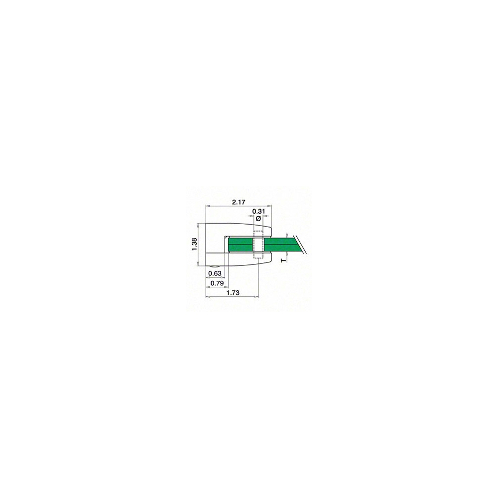 Q26 - Square Glass Clamp - Flat Surface Mount - for 5/16", 3/8", and 1/2" Glass