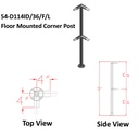 D114ID - Double Line Pre-Fabricated Brushed Aluminum Welded Posts