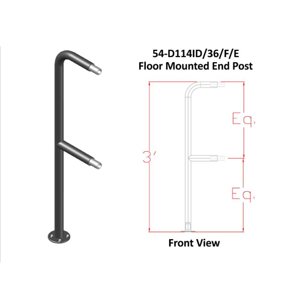 D114ID - Double Line Pre-Fabricated Brushed Aluminum Welded Posts