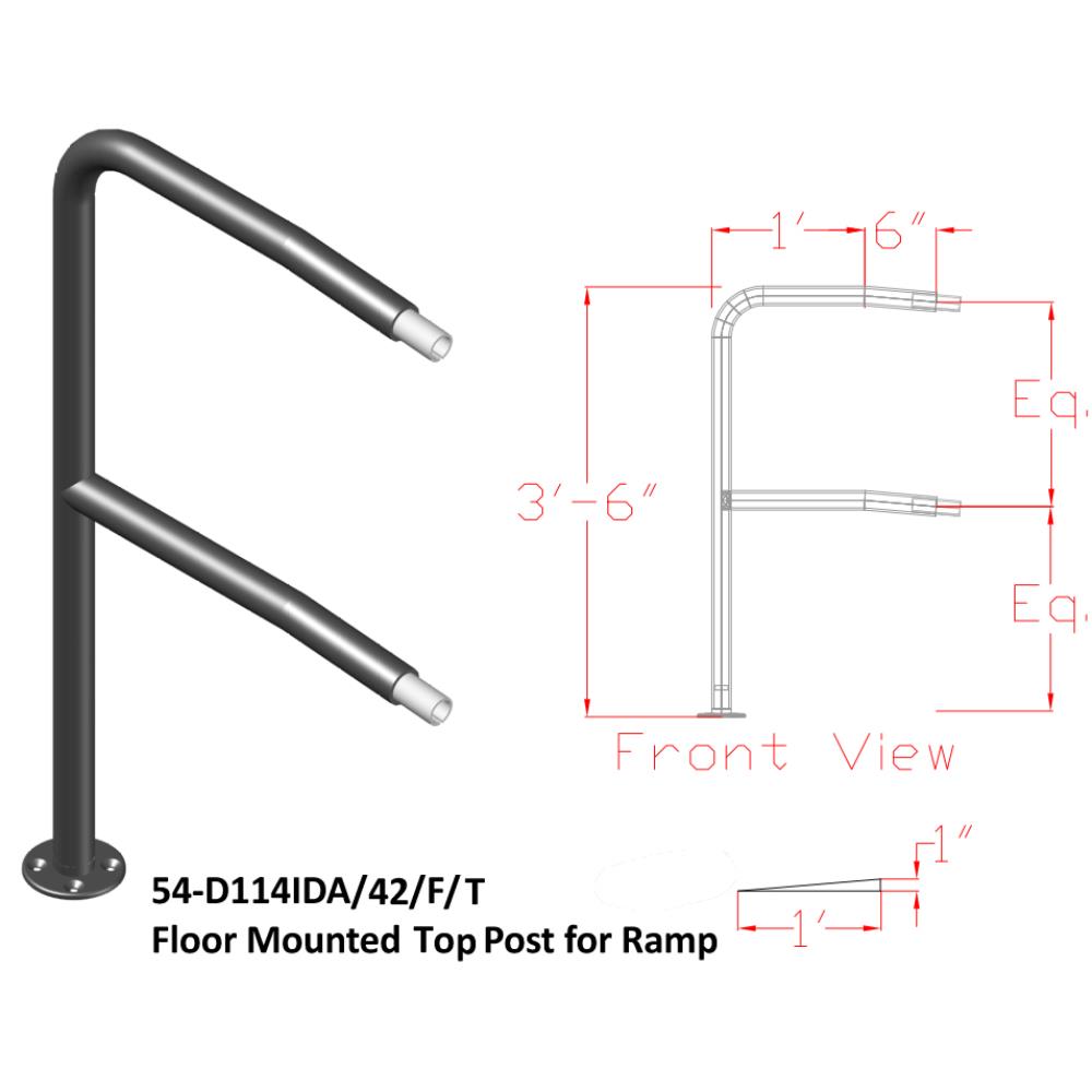 D114IDA - Double Line Pre-Fabricated Brushed Aluminum Welded Posts (For Ramps)