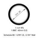 A114ID-80 - 1-1/4" IPS Aluminum Pipe Schedule 80