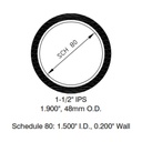 A112ID-80 - 1-1/2" IPS Aluminum Pipe Schedule 80