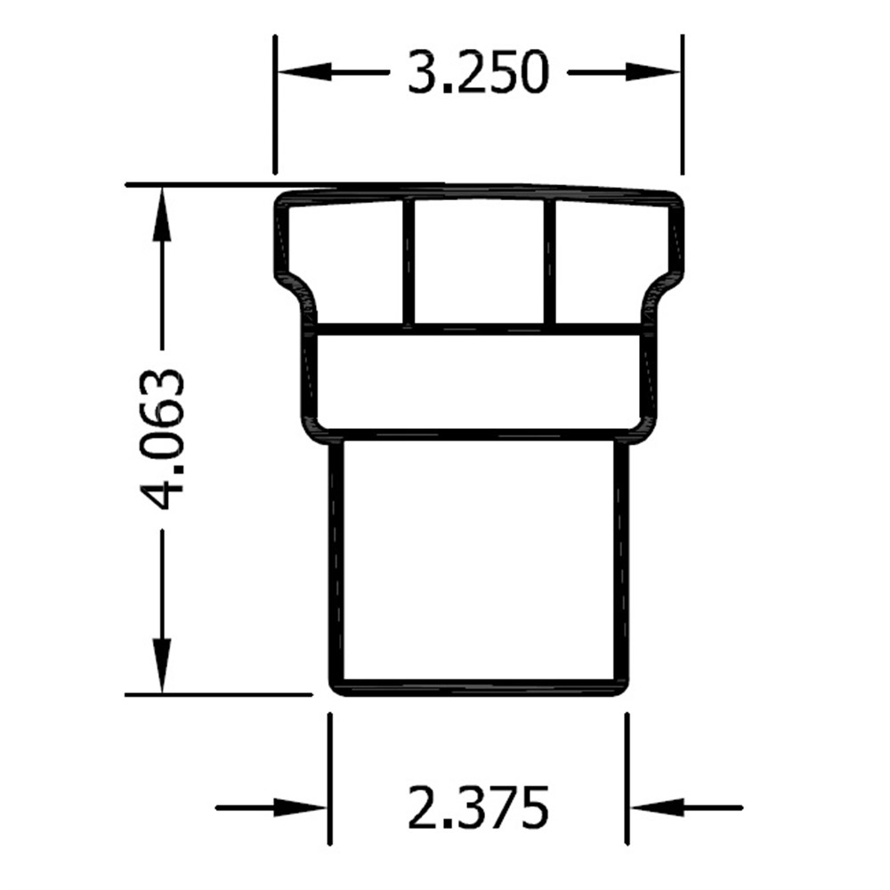 3250TNH - 3.25" Top Rail Without Holes