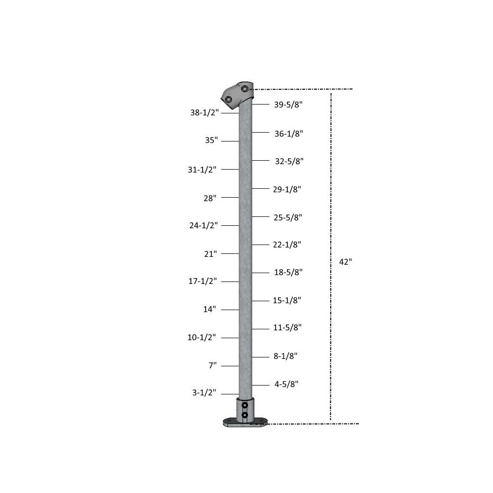 CA114ID/42/F - 42" Floor Mount Cable Post in Galvanized Steel