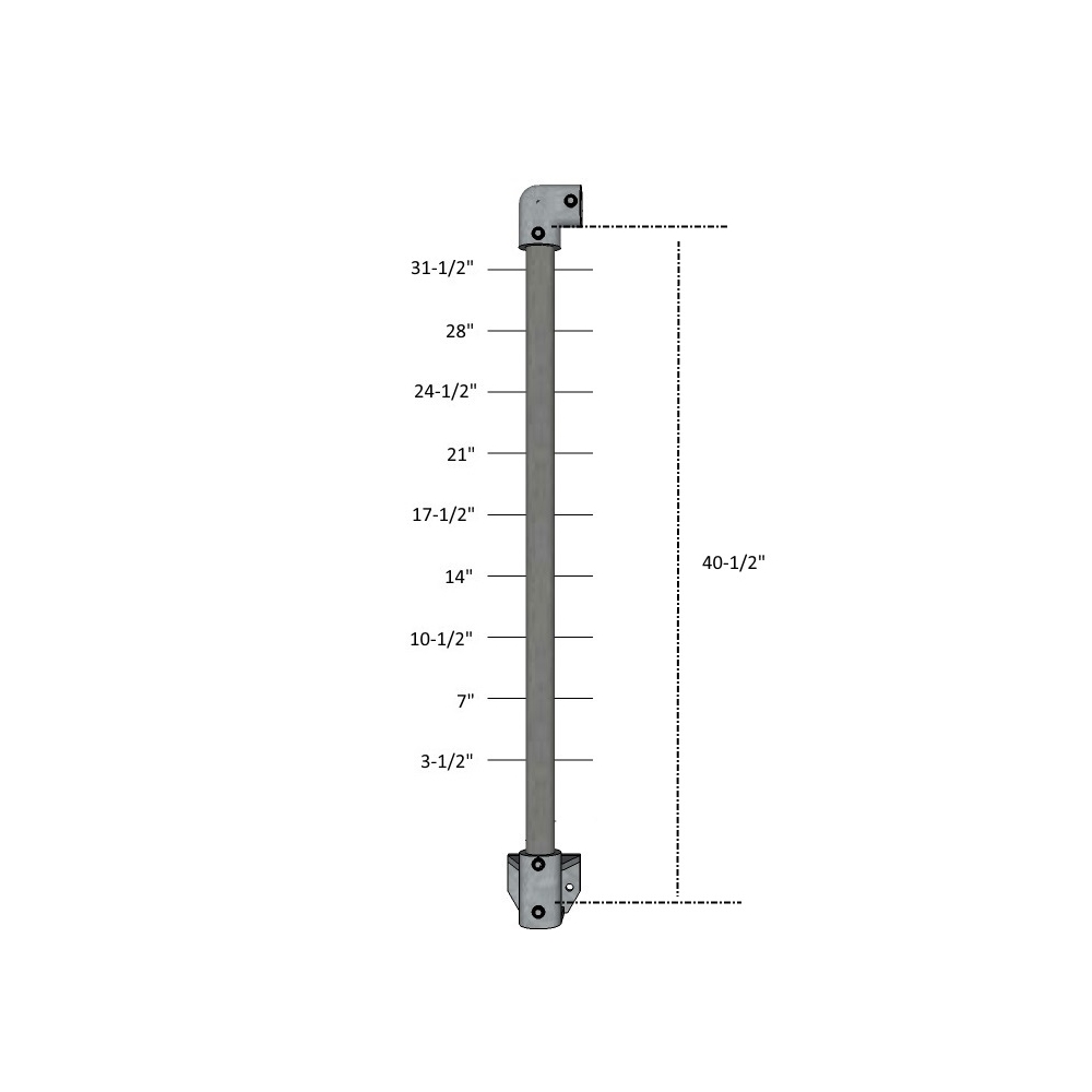 CA114ID/36/W - 36" Fascia Mount Cable Post in Galvanized Steel