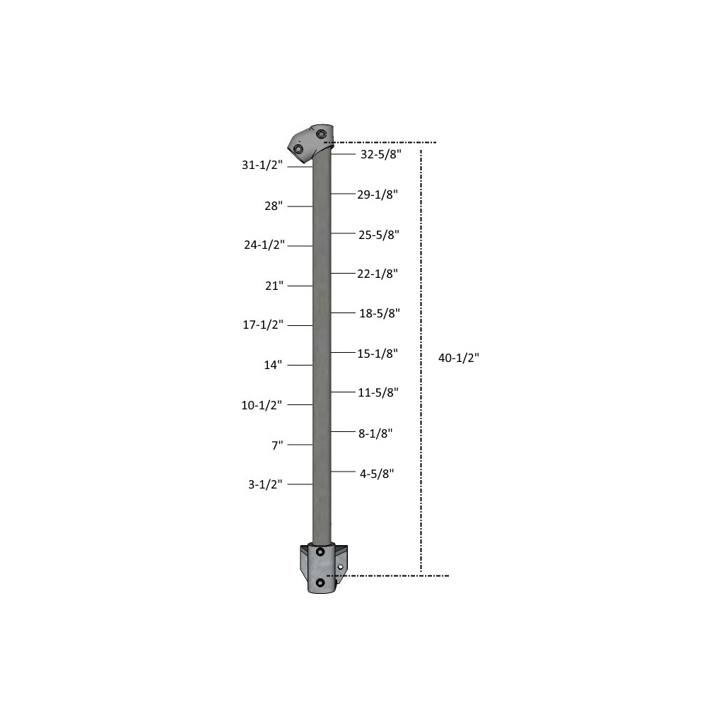 CA114ID/36/W - 36" Fascia Mount Cable Post in Galvanized Steel