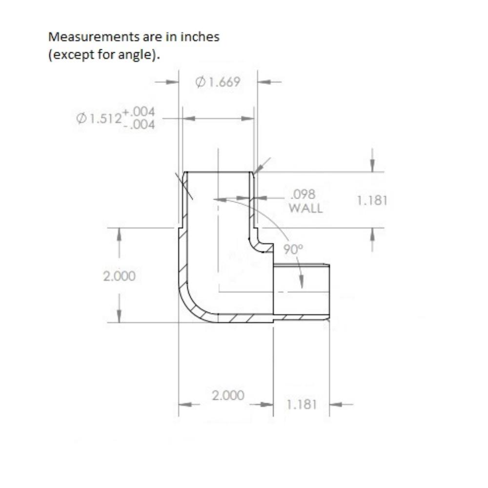 732C - Flush Ell - Channel Tube to Round Tube