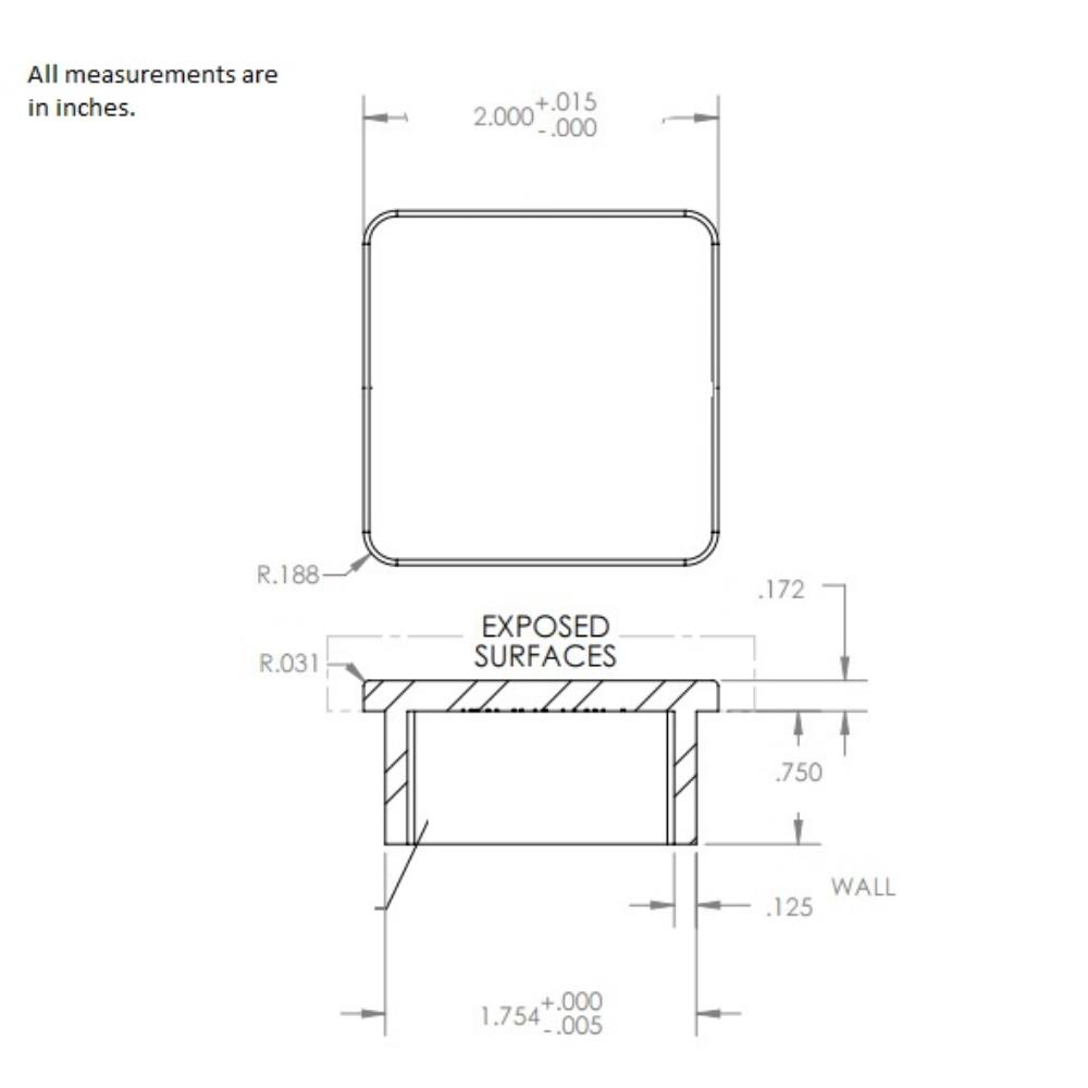 650 - Flush End Cap for Square Tube