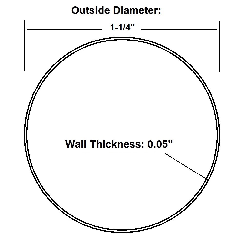 A105 - 1-1/4" OD x 0.05" Wall Thickness Tubing (31.75 x 1.2446mm)