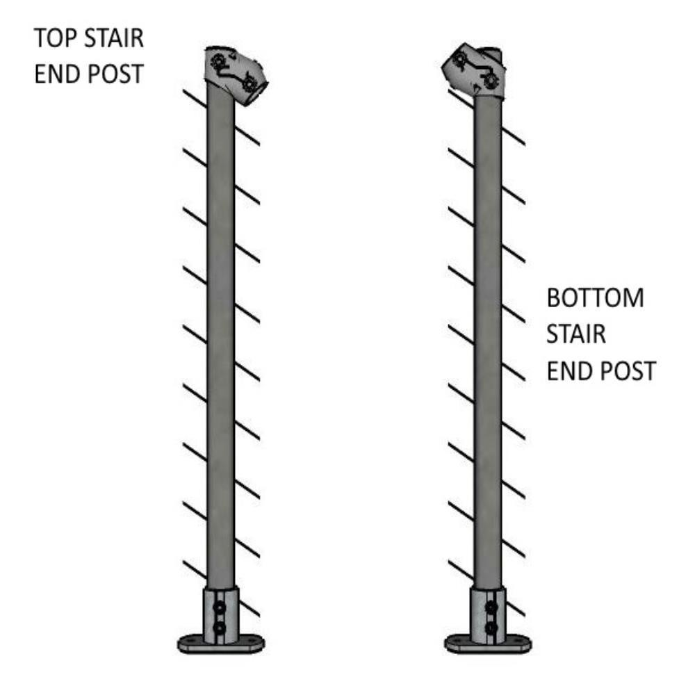 CA114ID/36/F - 36" Floor Mount Cable Post in Galvanized Steel