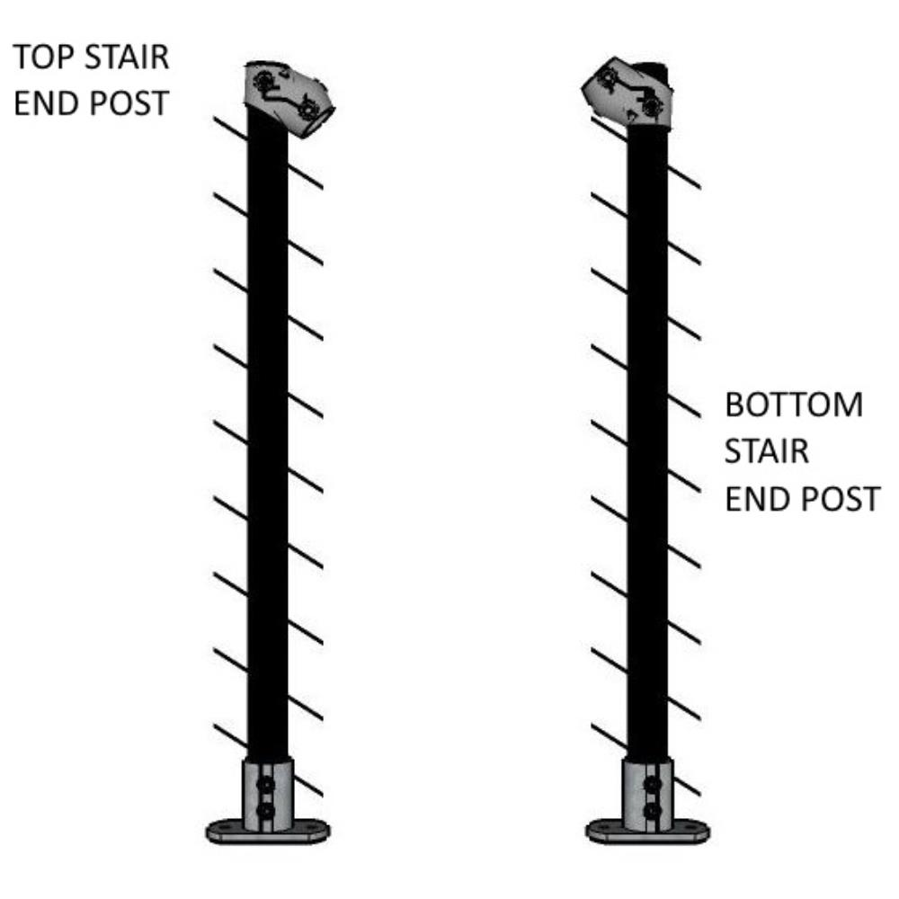 CA114ID/36/F - 36" Floor Mount Cable Post in Galvanized Steel