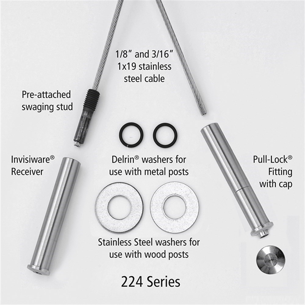 CA224-MD - 3/16" Invisiware Cable Rail Kit - Series 200 For Metal and Wood Posts