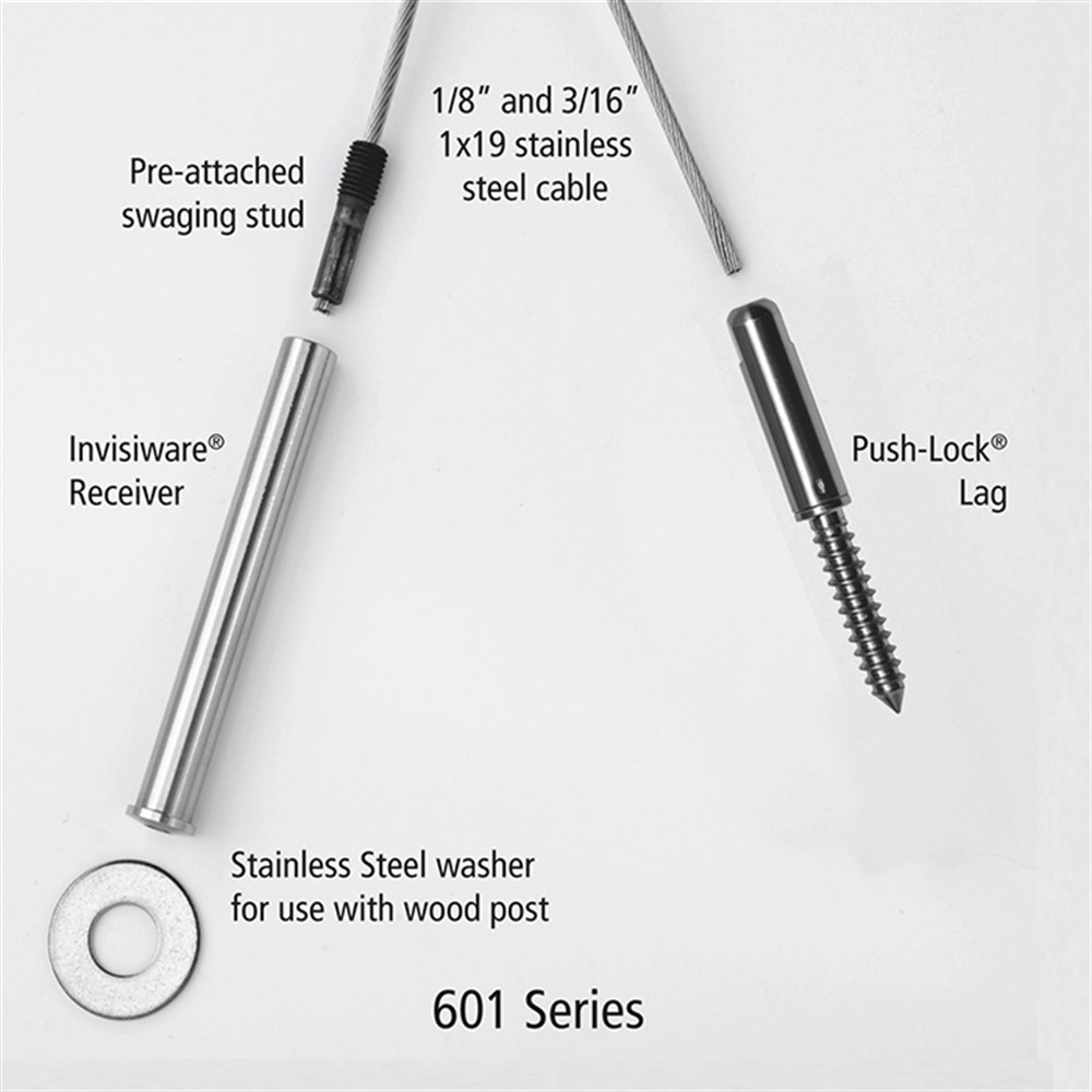 CA601-SM - 1/8" Invisiware Receiver to Push-Lock Lag. Series 601.