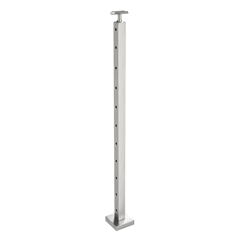 CS161/42/F/F - C.A.T. Floor Mount 42" Post for 1/8" Cable and Square/Rectangular Handrail