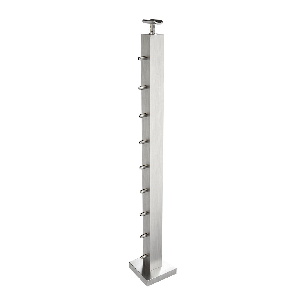 CS162/36/F - C.A.T. 2" Square Floor Mount 36" Post for 1/8" Cable and 1.67" Round Handrail