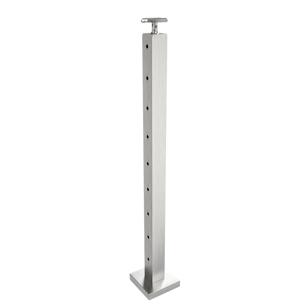 CS162/36/F - C.A.T. 2" Square Floor Mount 36" Post for 1/8" Cable and 1.67" Round Handrail