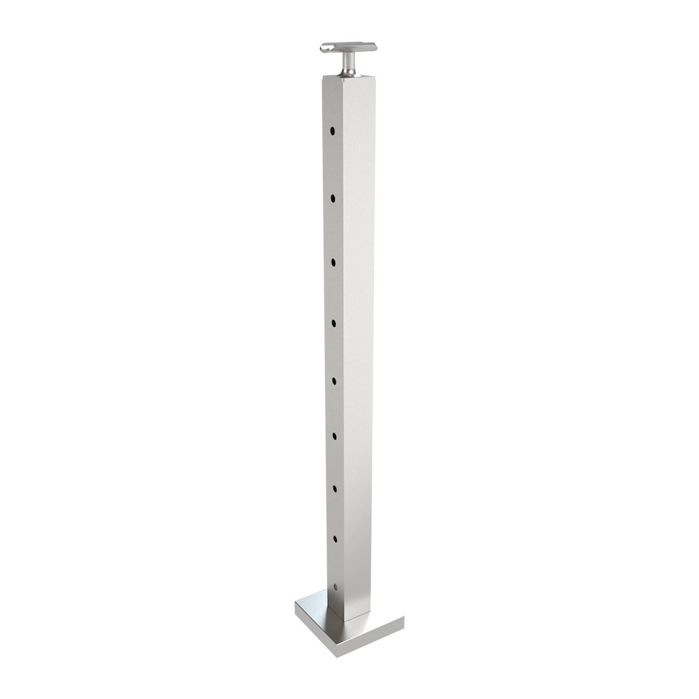 CS162/36/F - C.A.T. 2" Square Floor Mount 36" Post for 1/8" Cable and 1.67" Round Handrail