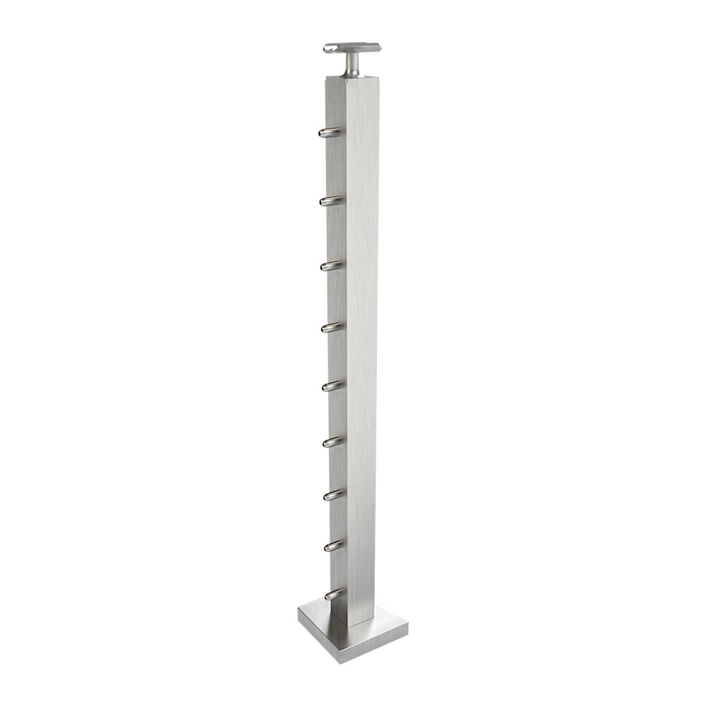 CS162/36/F - C.A.T. 2" Square Floor Mount 36" Post for 1/8" Cable and 1.67" Round Handrail