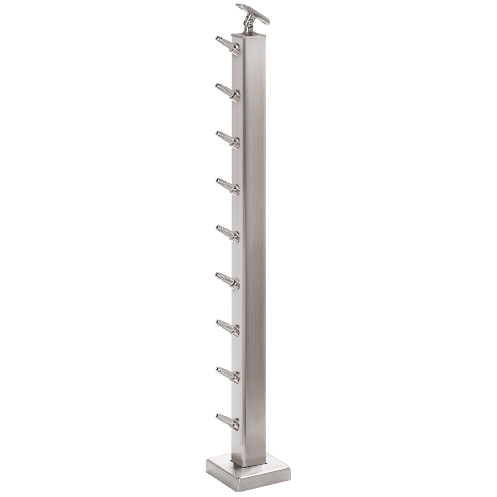 CS162/36/F/F - C.A.T. 2" Square Floor Mount 36" Post for 1/8" Cable and Square/Rectangular Handrail