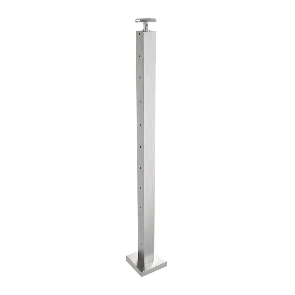 CS162/42/F - C.A.T. 2" Square Floor Mount " Post for 1/8" Cable and 1.67" Round Handrail