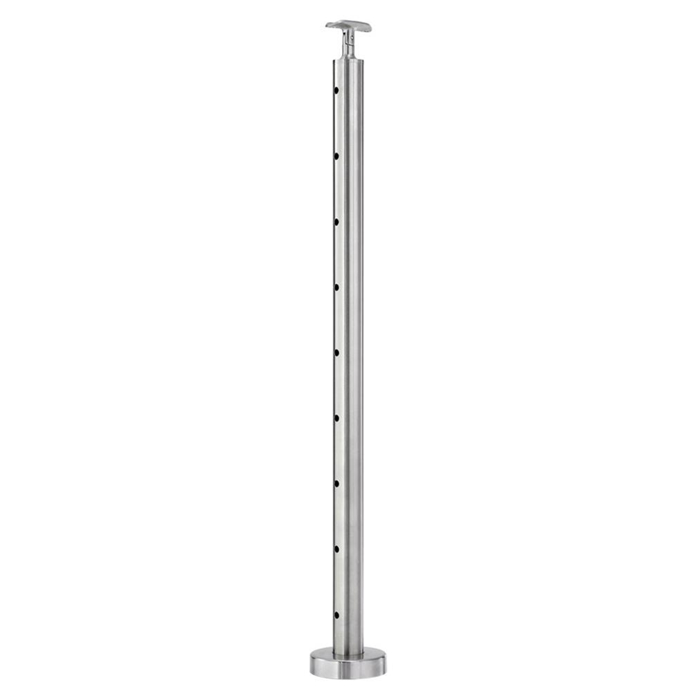 CS424/36/F - Floor Mount 36" Post for 1/8" Cable and 1.67" Round Handrail