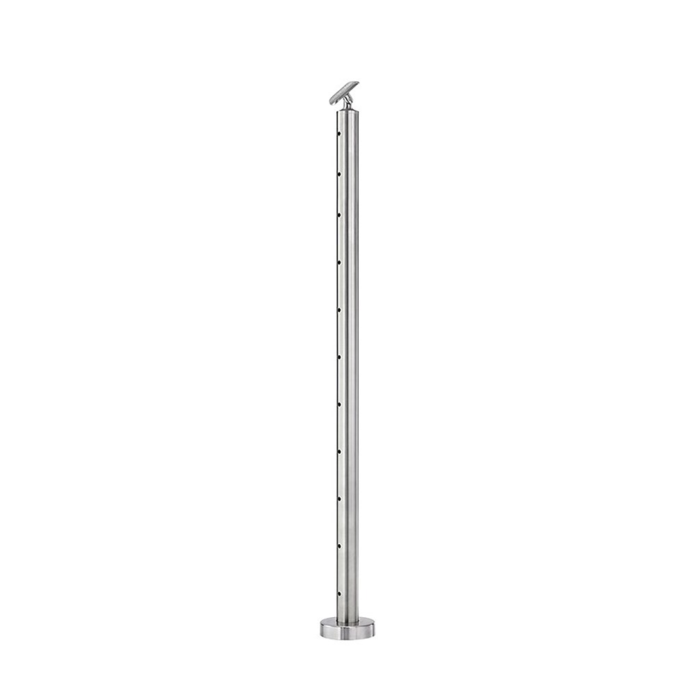 CS424/42/F - Floor Mount 42" Post for 1/8" Cable and 1.67" Round Handrail