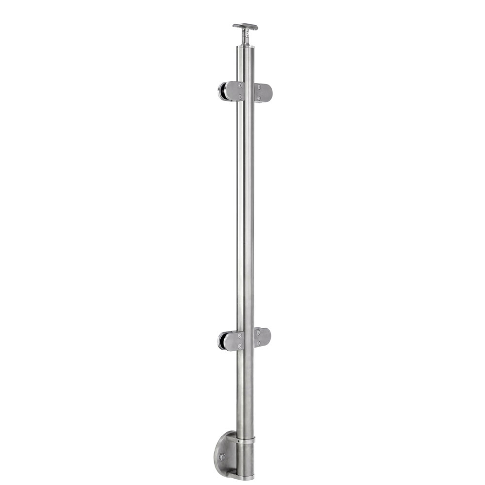 G424/36/W/LG - Fascia Mount 36" Post for 1/2" Glass Rail (Satin 316 Stainless Steel)