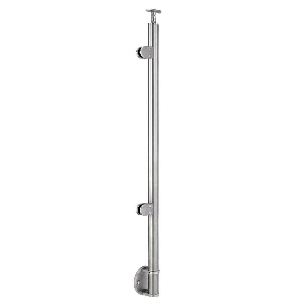 G424/36/W/LG - Fascia Mount 36" Post for 1/2" Glass Rail (Satin 316 Stainless Steel)