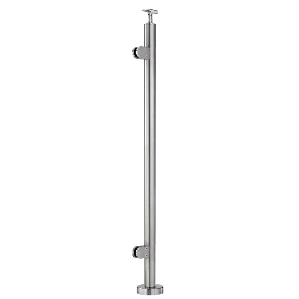 G424/42/F/LG - Floor Mount 42" Post for 1/2" Glass Rail (Satin 316 Stainless Steel)