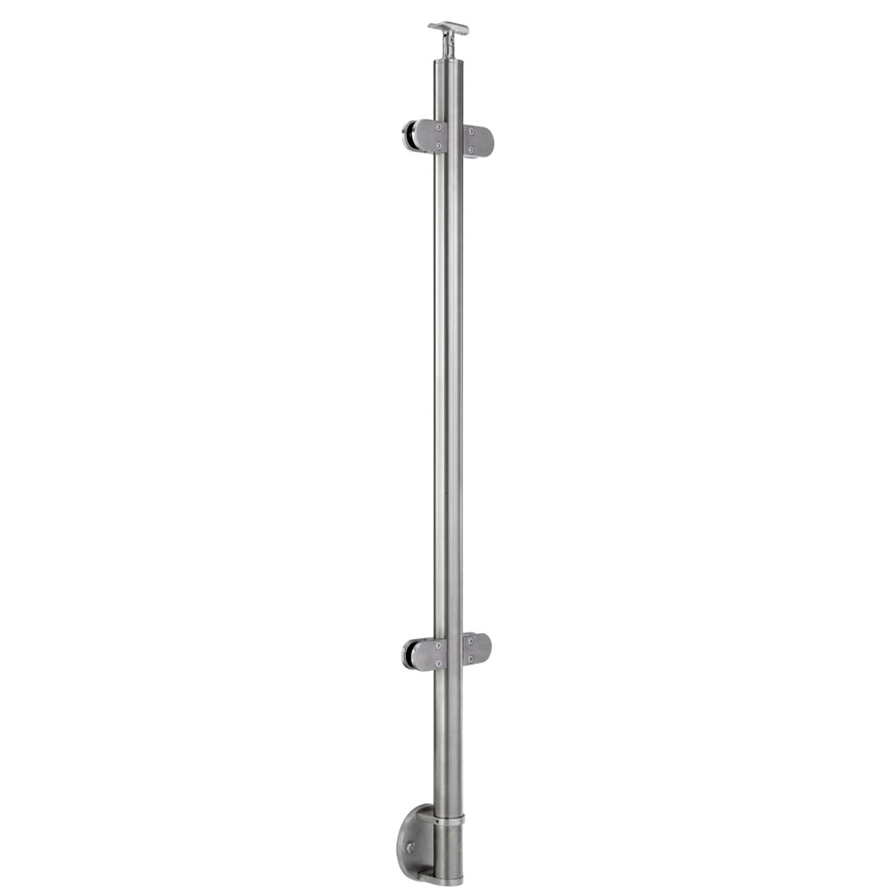 G424/42/W/LG - Fascia Mount 42" Post for 1/2" Glass Rail (Satin 316 Stainless Steel)