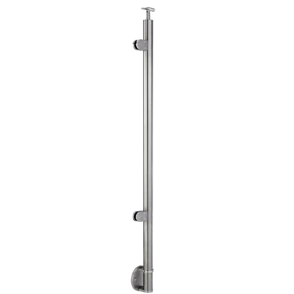 G424/42/W/MD - Fascia Mount 42" Post for 3/8" Glass Rail (Satin 316 Stainless Steel)