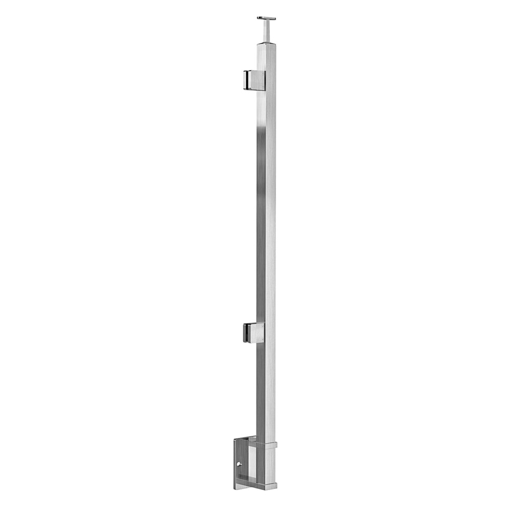 GS40/42/W - Fascia Mount 42" Post for 3/8" or 1/2" Glass - FOR ROUND HANDRAIL