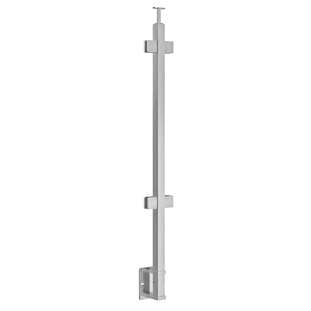 GS40/42/W/F - Fascia Mount 42" Post for 3/8" or 1/2" Glass - FOR SQUARE HANDRAIL