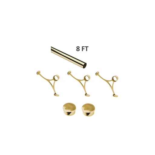 [LB-00-FR1008/2] 8 FT Solid Brass Bar Foot Rail Kit