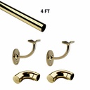 4 FT Round Solid Brass Hand Rail Kit