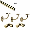 6 FT Round Solid Brass Hand Rail Kit