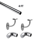 4 FT Round Polished Solid Stainless Steel Hand Rail Kit