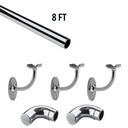 8 FT Round Polished Solid Stainless Steel Hand Rail Kit