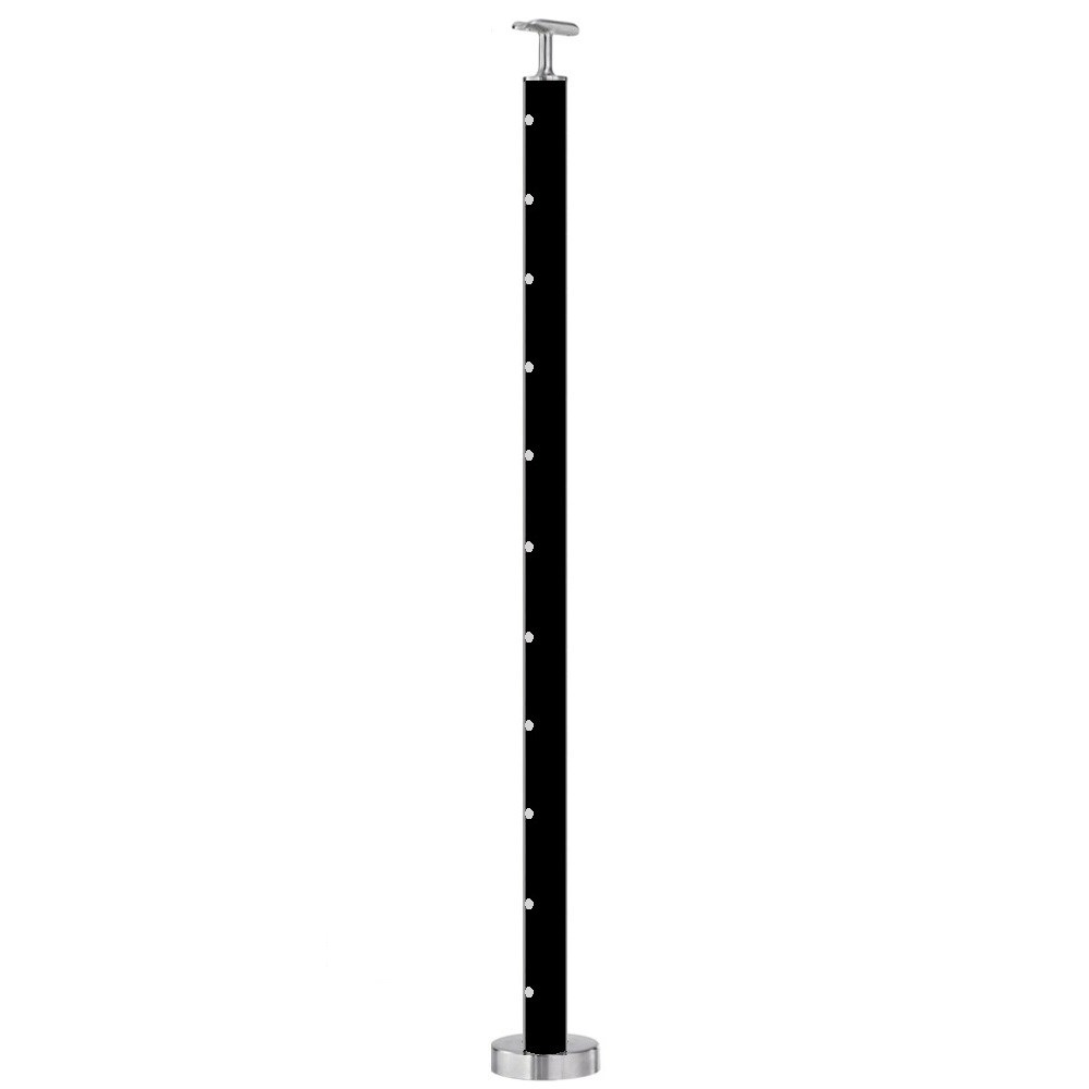 BK-C424/42/F - Floor Mount 42" Post for 1/8" or 3/16" Cable - Flat Black