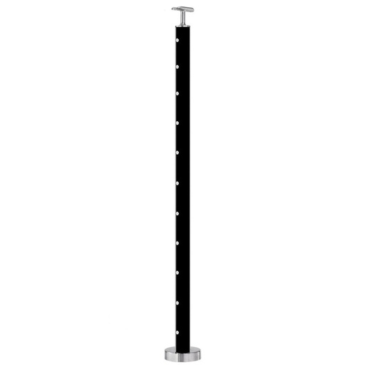 BK-C424/42/F - Floor Mount 42" Post for 1/8" or 3/16" Cable - Flat Black