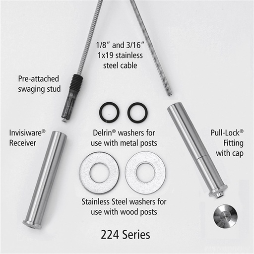 CA224-SM - 1/8" Invisiware Cable Rail Kit - Series 200 For Metal and Wood Posts