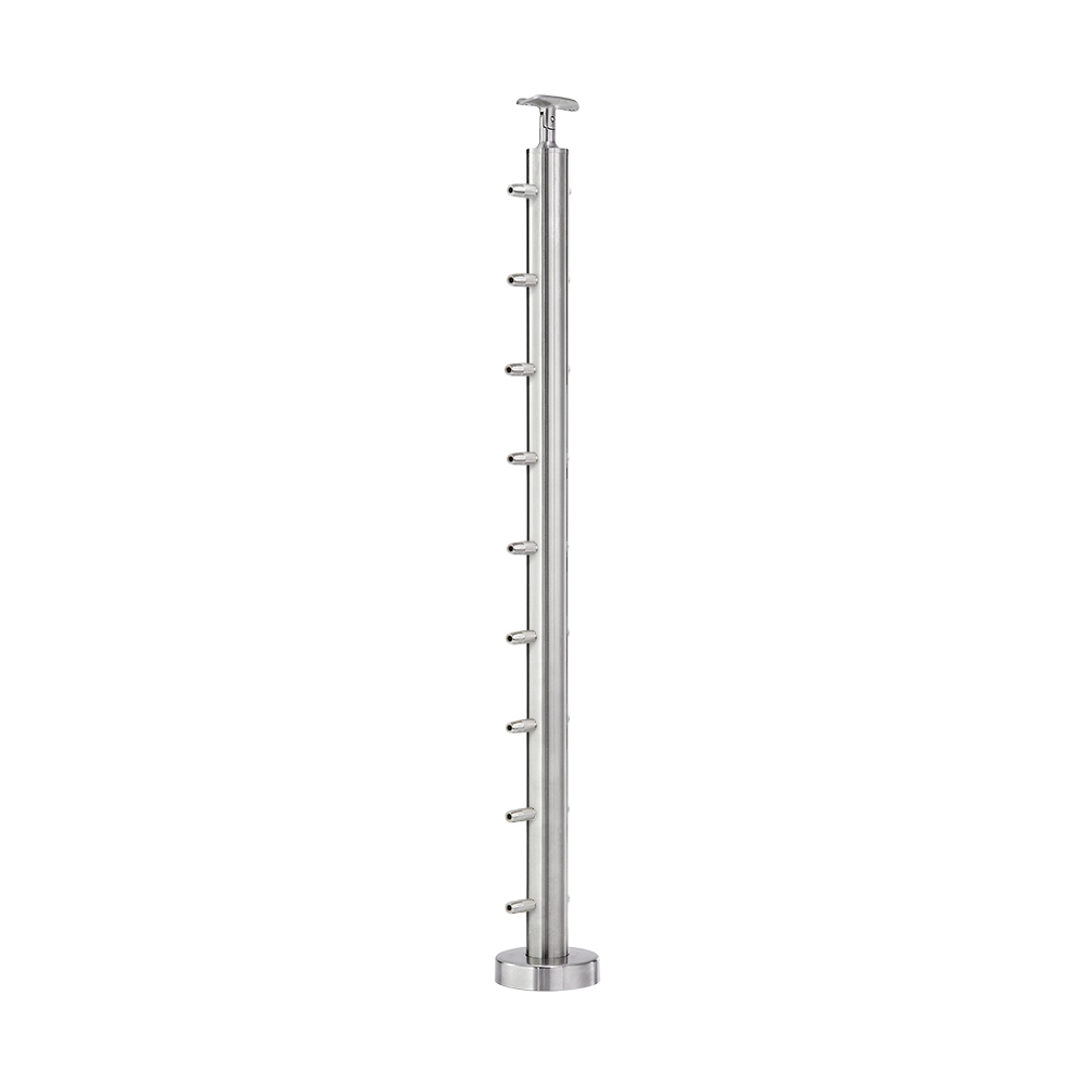 CS424/36/F - Floor Mount 36" Post for 1/8" Cable and 1.67" Round Handrail