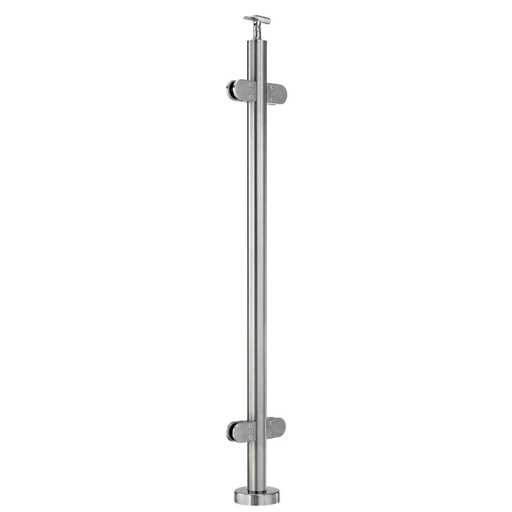 G424/42/F/LG - Floor Mount 42" Post for 1/2" Glass Rail (Satin 316 Stainless Steel)