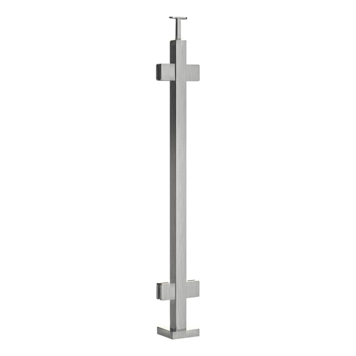 GS40/42/F - Floor Mount 42" Post for 3/8" or 1/2" Glass - FOR ROUND HANDRAIL