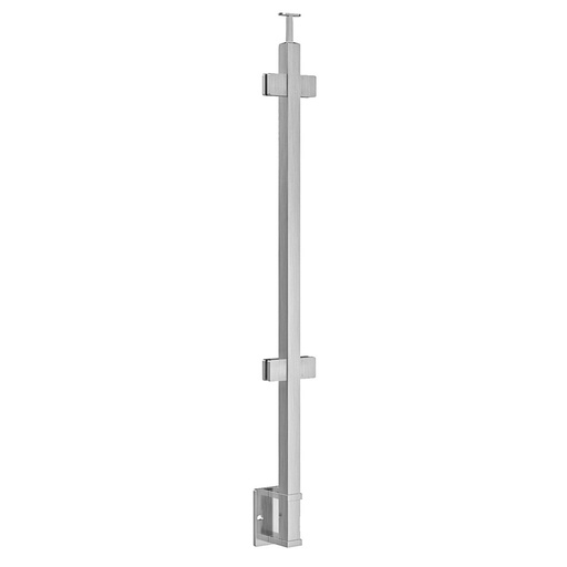 GS40/42/W - Fascia Mount 42" Post for 3/8" or 1/2" Glass - FOR ROUND HANDRAIL