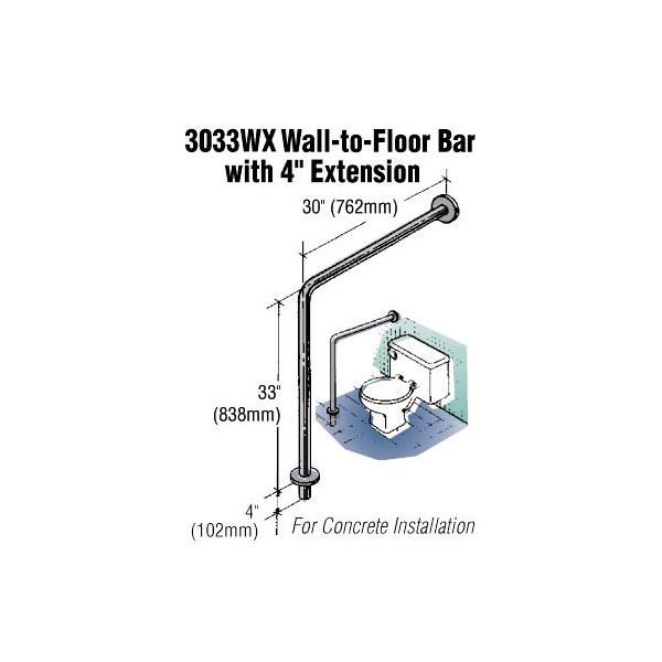 3033WX - Wall-to-Floor Bar with 4" Extension