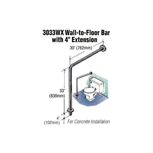 [Q-3033WX/CS-1] 3033WX - Wall-to-Floor Bar with 4" Extension